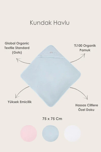 Bebe Marin Swaddle Towel White 75x75 - İRYA (1)