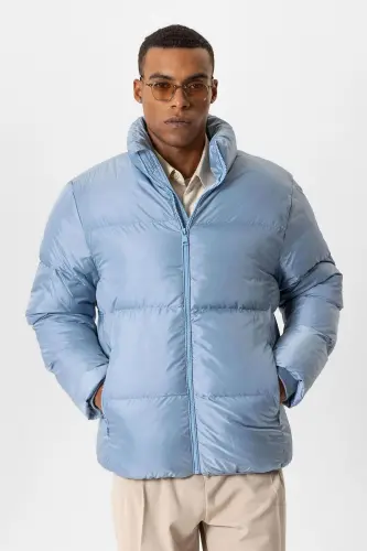 Bebe Mavi Dik Yaka Kauçuk Şişme Mont-Bebe Mavi - ANTIOCH (1)