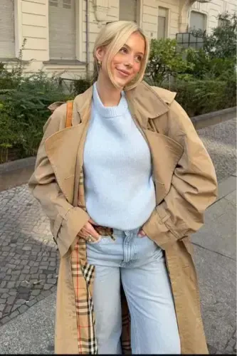 Bebe Mavisi Bisiklet Yaka Oversize Triko Kazak MG1972-Bebe Mavisi - MADMEXT (1)