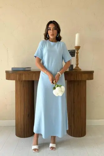 Bebe Moviy Büzmali Velosiped Yoqali Ko'ylak - 1