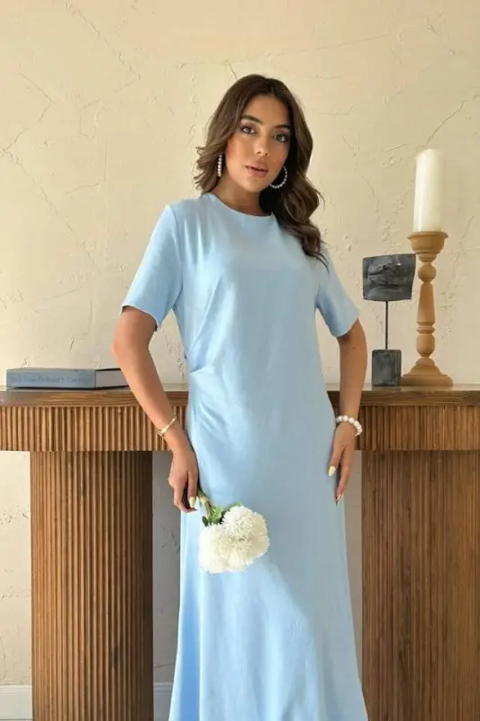 Bebe Moviy Büzmali Velosiped Yoqali Ko'ylak - 3