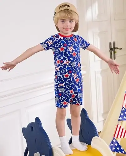 babee Reshinee Bamboo Viscose Toddler Car Pajamas Boys Girls Kids Short Cool Summer 12M-8Y Snug fit Pjs Set 2pcs - 4