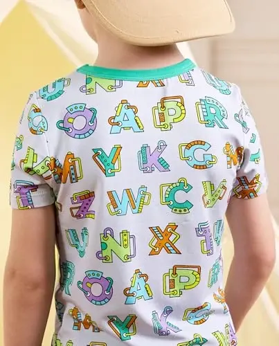 babee Reshinee Bamboo Viscose Toddler Car Pajamas Boys Girls Kids Short Cool Summer 12M-8Y Snug fit Pjs Set 2pcs - 6