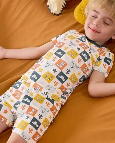 babee Reshinee Bamboo Viscose Toddler Car Pajamas Boys Girls Kids Short Cool Summer 12M-8Y Snug fit Pjs Set 2pcs - 5