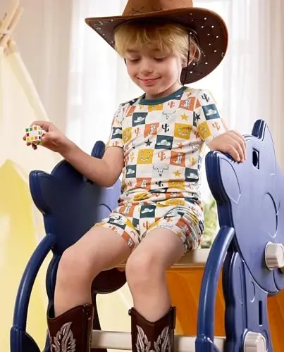 babee Reshinee Bamboo Viscose Toddler Car Pajamas Boys Girls Kids Short Cool Summer 12M-8Y Snug fit Pjs Set 2pcs - 6