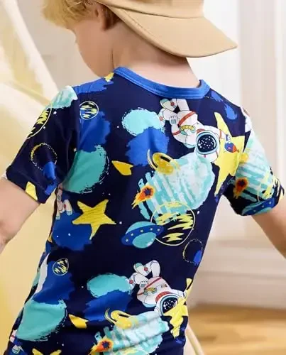 babee Reshinee Bamboo Viscose Toddler Car Pajamas Boys Girls Kids Short Cool Summer 12M-8Y Snug fit Pjs Set 2pcs - 3
