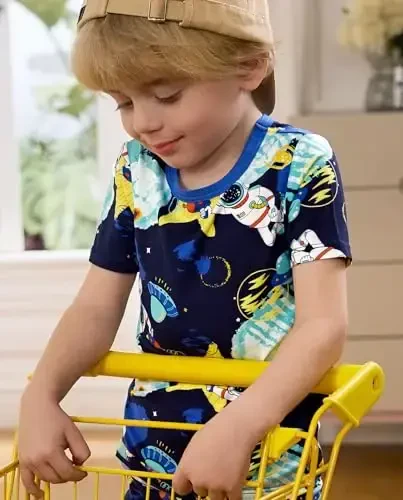 babee Reshinee Bamboo Viscose Toddler Car Pajamas Boys Girls Kids Short Cool Summer 12M-8Y Snug fit Pjs Set 2pcs - 4