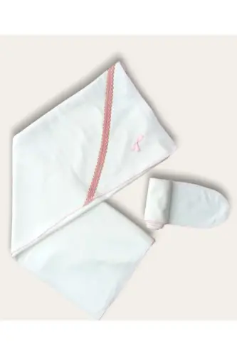 Bebek 100% pamuklu Kemerli kundak 70*70 cm. -Beyaz Pembe - 5