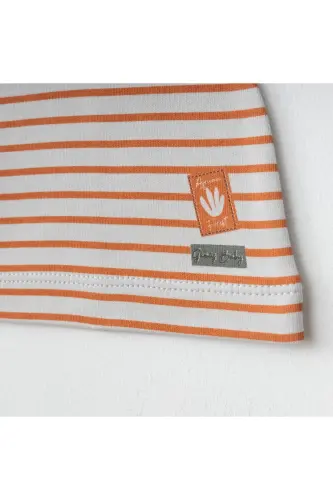 Bebek 3'lü Takım %100 Pamuk Hayvan Baskılı Pantolon Ve Şapka Seti-KİREMİT - 3