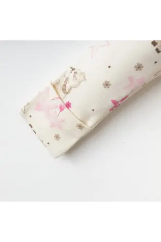 Bebek 3'lü Takım %100 Pamuk Kuzu Baskılı Pantolon Ve Şapka Seti-PEMBE - GÜMÜŞ BABY KIDS (1)