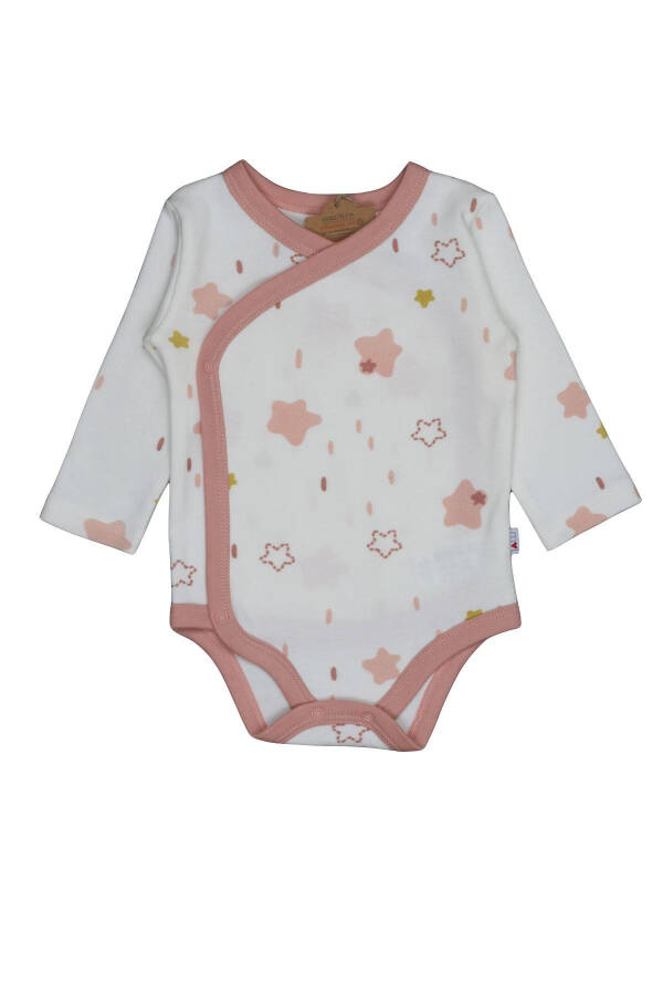 Bebek Alt Üst Takımı Uzun Kol Çıtçıtlı Zıbın Ve Patikli Pantolon 2 Li %100 Organik Pamuk - pembe - 2