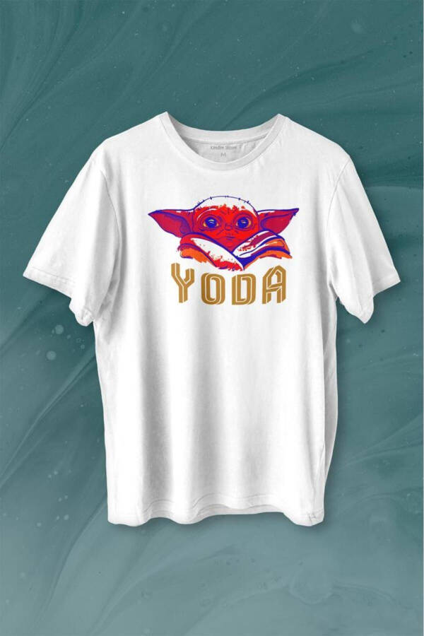 Bebek Arabasında Yoda Yıldız Savaşları Kahverengi Bebek Mandalorian Baskılı Tişört Unisex T-shirt - 1