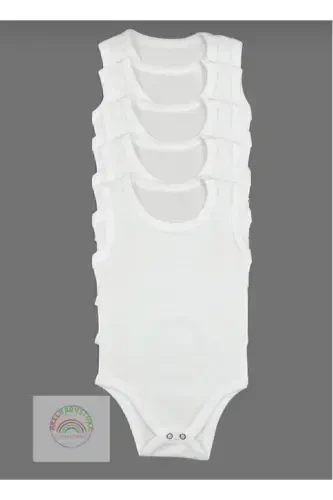 Bebek Basic Penye Zıbın 5'li Set Bisiklet Yaka Atlet Body - 3