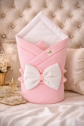 Bebek Battaniyesi %100 Pamuklu Bebek Kundak Battaniyesi Kız Erkek Dış Kundak Hastane Çıkışı - Pembe 