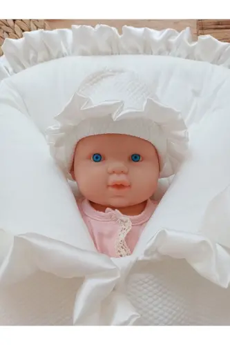 Bebek Battaniyesi Bebek Dış Kundağı Hastane Çıkışı Yenidoğan Özel Tasarım Hediyelik Unisex - EKRU - 3