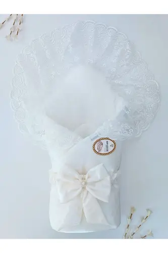 Kumru Kristal Kı Bebek Kundağı Unisex Bebek Dış Kundak Battaniyesi Hastane Çıkışı Kundak Battaniye-EKRU - 4