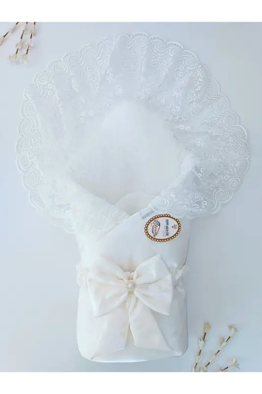 Kumru Kristal Kı Bebek Kundağı Unisex Bebek Dış Kundak Battaniyesi Hastane Çıkışı Kundak Battaniye-EKRU - 4