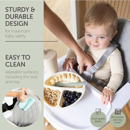Convertible High Chair for Babies, Toddlers, Kids & Children - Wooden Highchair with Adjustable Height & Dishwasher Safe Tray - Wood Feeding & Dining Chair - Converts to Booster Seat - KoolaBaby - 33
