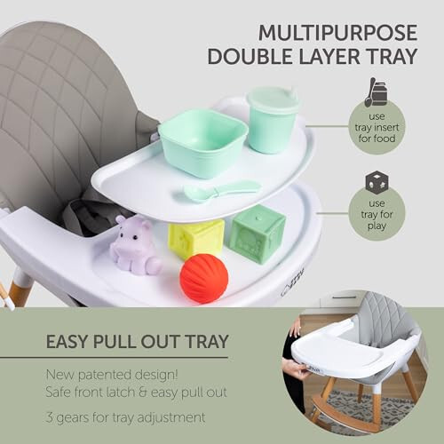 Convertible High Chair for Babies, Toddlers, Kids & Children - Wooden Highchair with Adjustable Height & Dishwasher Safe Tray - Wood Feeding & Dining Chair - Converts to Booster Seat - KoolaBaby - 34