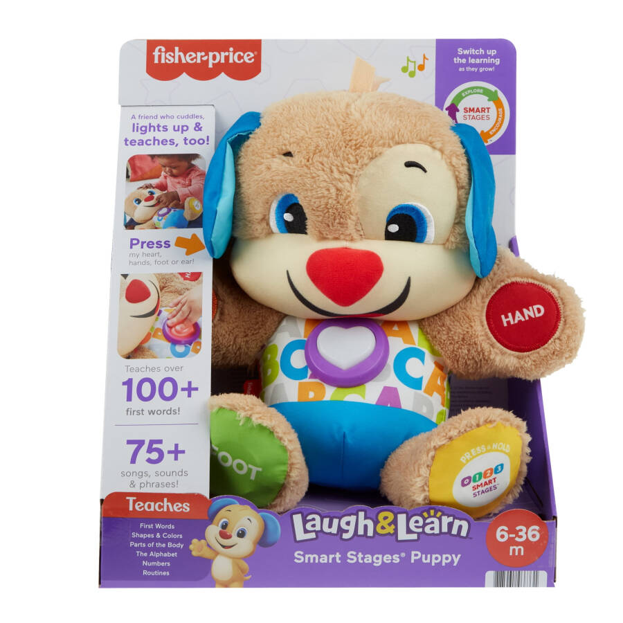 Bebek, bebek ve yürümeye başlayan çocuklar için Fisher-Price Gül ve Öğren Akıllı Aşamalar Köpek Peluş Öğrenme Oyuncağı - 12