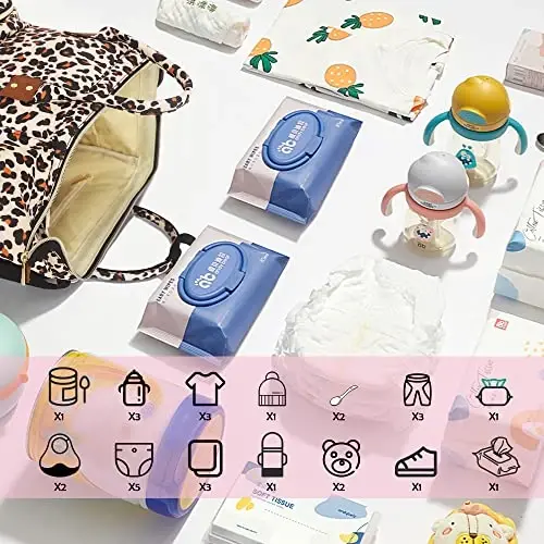 Diaper Bag Backpack Multifunction Maternity Diaper Bag for Baby Girls & Boys Large Capacity Travel Nappy Bags Leopard Print - 2