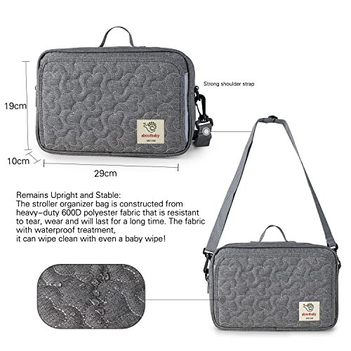 MOMIGO Baby Diaper Caddy Bag - Diaper Caddy Tote Baby Stroller Bag Nursery Storage Bin for Diapers, Wipes & Toys Mini Diaper Bag for Outdoor (Grey Flower) - 4