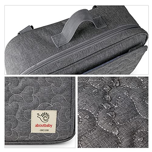 MOMIGO Baby Diaper Caddy Bag - Diaper Caddy Tote Baby Stroller Bag Nursery Storage Bin for Diapers, Wipes & Toys Mini Diaper Bag for Outdoor (Grey Flower) - 5