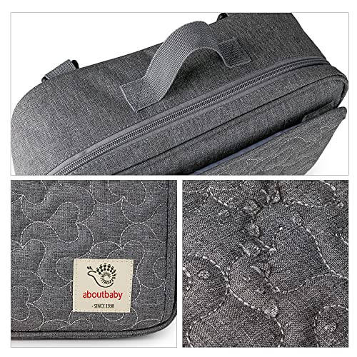 MOMIGO Baby Diaper Caddy Bag - Diaper Caddy Tote Baby Stroller Bag Nursery Storage Bin for Diapers, Wipes & Toys Mini Diaper Bag for Outdoor (Grey Flower) - 5