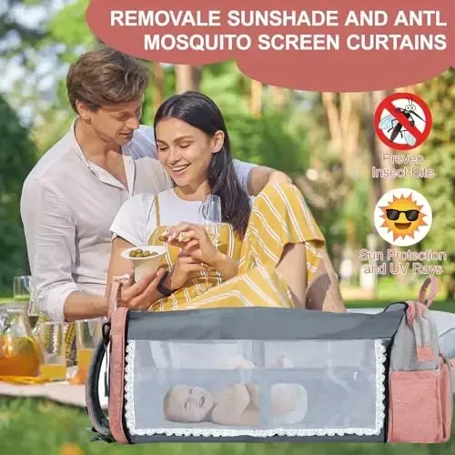 Diaper Bag Backpack, Baby Diaper Bag, Multifunctional Large Capacity, with Diaper Changing Station, Travel Diaper Bag Backpack (Pinkish Gray) - 5