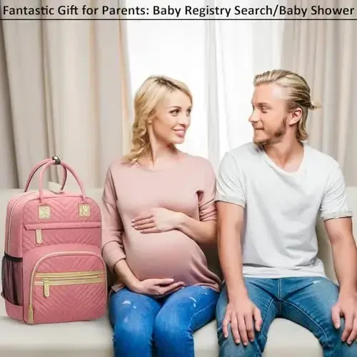 Baby Diaper Bag Backpack Tote for Women Large Capacity with Insulated Pockets Multifunctional Waterproof Diaper Bags For Baby Girl Boy Mama Maternity Travel Bag Pink - 5