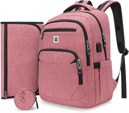 Diaper Bag Backpack, Multi function Baby Bag with Portable Changing Pad, Pacifier Holder,Waterproof Diaper Bags with USB Charging Port,Baby Essentials Perfect Baby Shower Gifts for Mom, Dad, Newborn 