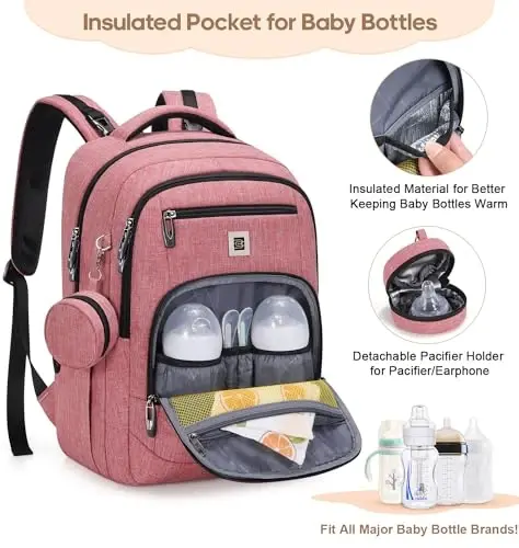Diaper Bag Backpack, Multi function Baby Bag with Portable Changing Pad, Pacifier Holder,Waterproof Diaper Bags with USB Charging Port,Baby Essentials Perfect Baby Shower Gifts for Mom, Dad, Newborn - 2