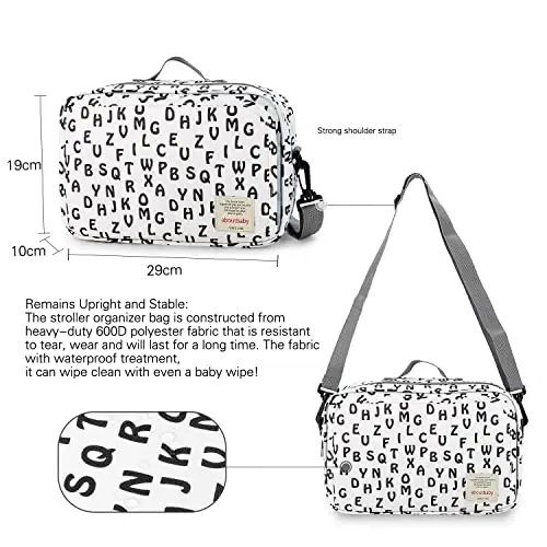 Baby Diaper Caddy Bag - Diaper Caddy Tote Baby Stroller Bag Nursery Storage Bin for Diapers, Wipes & Toys Mini Diaper Bag for Outdoor (Letter) - 4