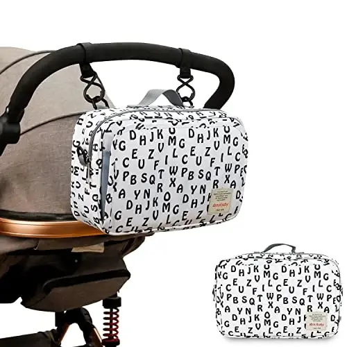 Baby Diaper Caddy Bag - Diaper Caddy Tote Baby Stroller Bag Nursery Storage Bin for Diapers, Wipes & Toys Mini Diaper Bag for Outdoor (Letter) - 2