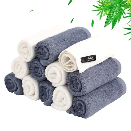 Baby Washcloths 12 Pack, 10x10 inch Ultra Soft Small Wash Cloths for Face and Body, Gentle & Safe White Face Towels on Sensitive Skin, Baby Essentials Shower Gifts for infant Kid Toddler Children - JEFFSUN