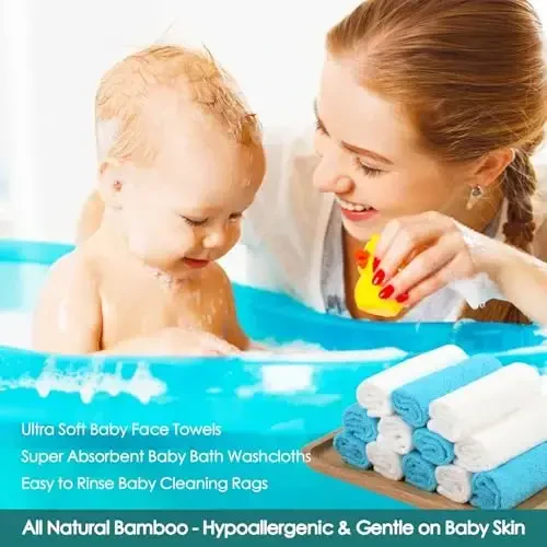 Baby Washcloths 12 Pack, 10x10 inch Heavenly Soft Wash Cloths for Face and Body, Gentle & Safe White Face Towel on Sensitive Skin, Baby Essentials Bath Shower Gifts for Boy Infant Kid Toddler Child - 4