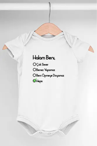 Bebek Body Unisex Halam Beni Çok Sever %100 Pamuk - 8
