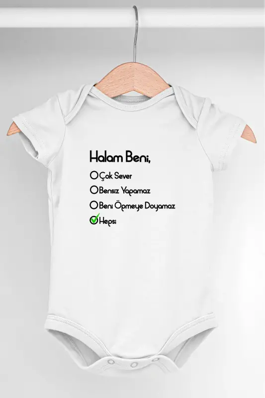 Bebek Body Unisex Halam Beni Çok Sever %100 Pamuk - 8