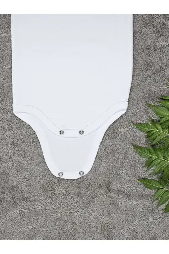 5li Beyaz Bebek Body Zıbın 5'li Beyaz Pamuklu - beyaz - 4
