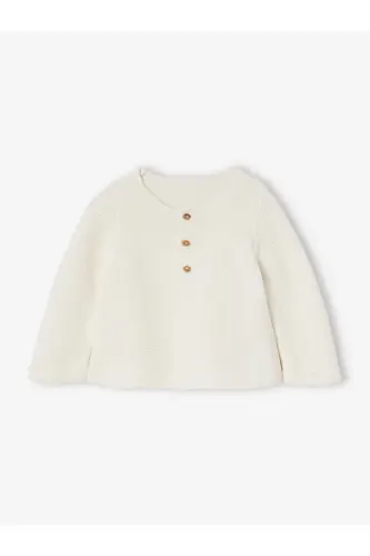 Bebek & Bolalar Basic Triko Kardigan Tugma Tafsilotli-Soft Ekru 