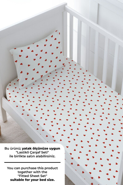 Bebek Boy Nevresim Seti (100x150) - Iconic Serisi - Red Hearts - Ekru - 4