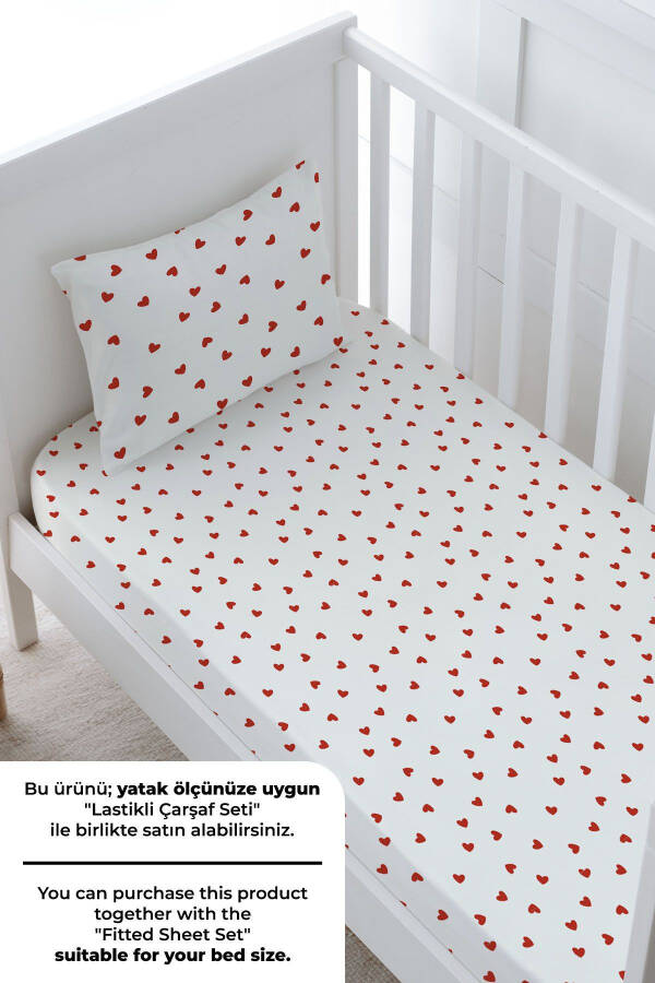 Bebek Boy Nevresim Seti (100x150) - Iconic Serisi - Red Hearts - Ekru - 4