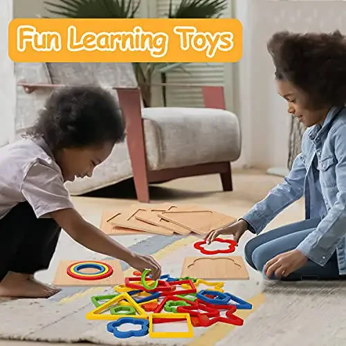 Toddler Puzzles Montessori Toy Wooden Shape Sorting Puzzle Sensory Toy Toddler Activities Preschool Learning Educational Autistic Developmental 1 2 3 Year Old Girl Boy 1-3 Dementia Game Easter Gift - 29