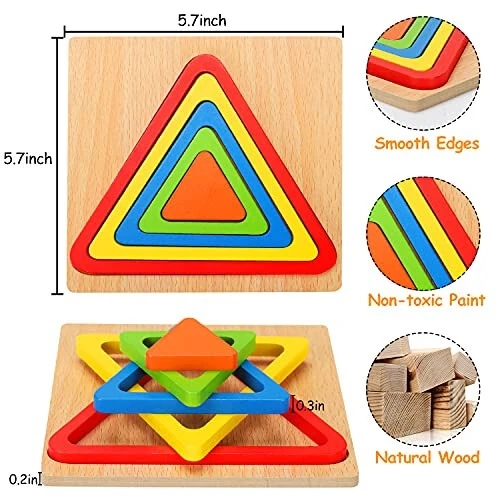 Toddler Puzzles Montessori Toy Wooden Shape Sorting Puzzle Sensory Toy Toddler Activities Preschool Learning Educational Autistic Developmental 1 2 3 Year Old Girl Boy 1-3 Dementia Game Easter Gift - 15