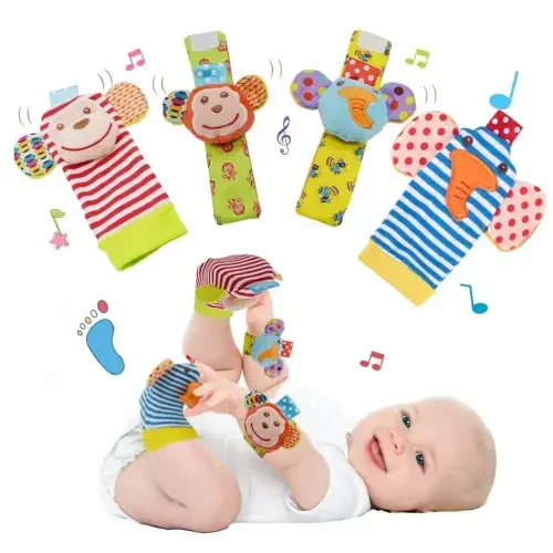 Baby Rattle Socks & Wrist Rattles for Babies 0-6 Months, Baby Toys 0-3-6-12 Months, Foot Rattles Sock for Newborn Toys, Soft Baby Rattles for Boy Girl Present Gift - 1
