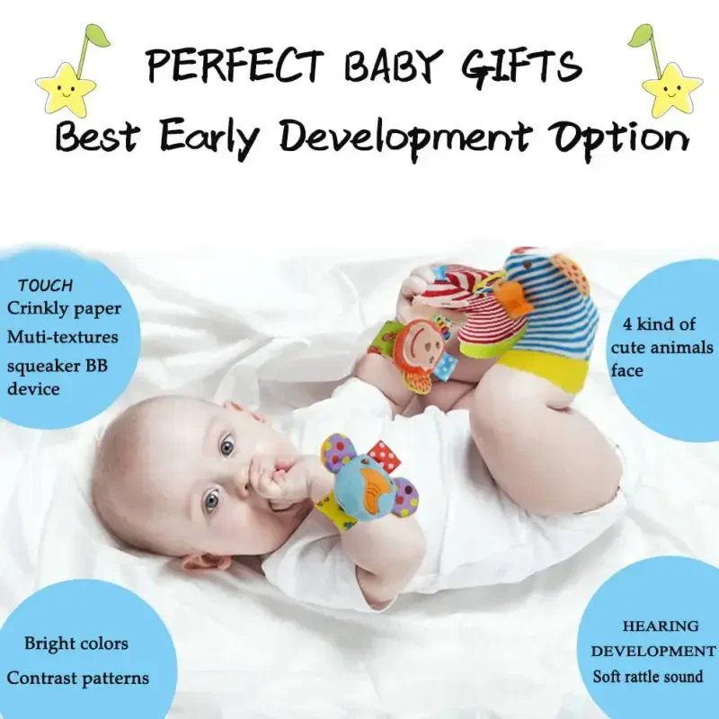Baby Rattle Socks & Wrist Rattles for Babies 0-6 Months, Baby Toys 0-3-6-12 Months, Foot Rattles Sock for Newborn Toys, Soft Baby Rattles for Boy Girl Present Gift - 5