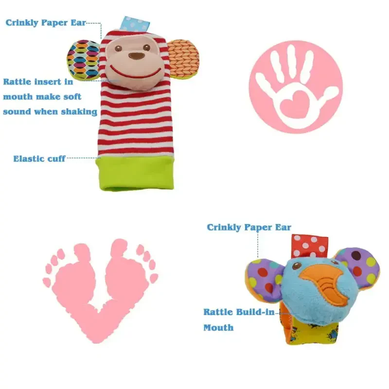 Baby Rattle Socks & Wrist Rattles for Babies 0-6 Months, Baby Toys 0-3-6-12 Months, Foot Rattles Sock for Newborn Toys, Soft Baby Rattles for Boy Girl Present Gift - 6