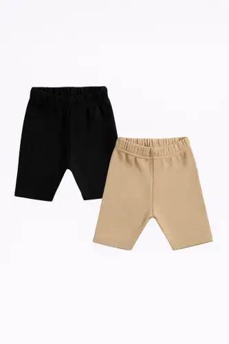 2'li Set Bebek Çocuk Şort Kaşkorse Basic Biker Tayt Fitilli Kısa Yazlık Tayt 9 Ay 3 Yaş - MINYTRENDY (1)