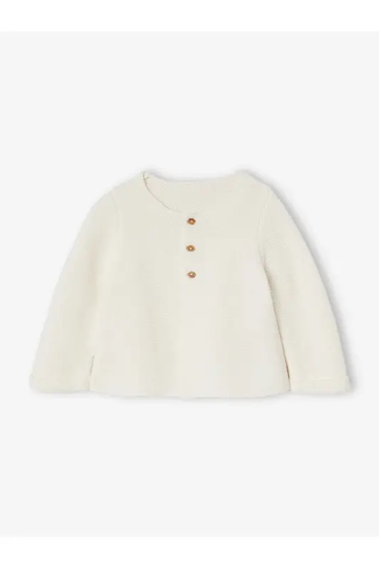 Bebek & Çocuk Basic Triko Hırka Düğme Detaylı-Soft Ekru - BATTANI.CO