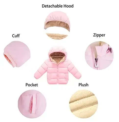 Toddler Baby Hooded Down Jacket Boys Girls Kids Thicken Warm Winter Coat Outerwear 1-7t - 3